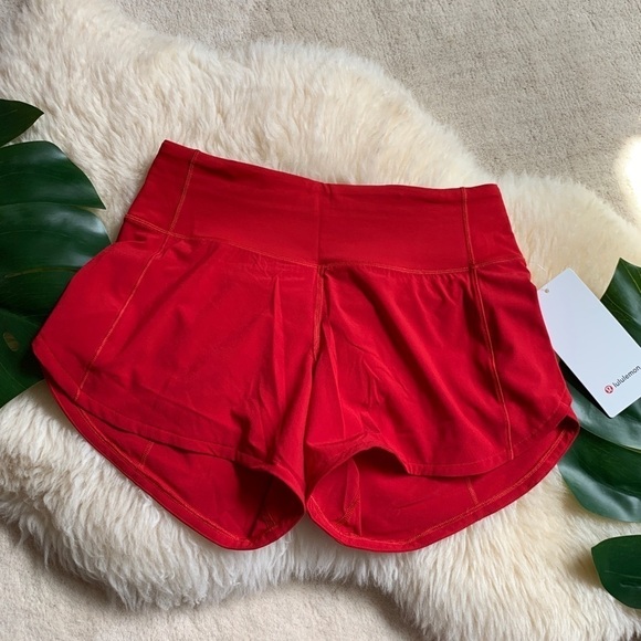 NWT Lululemon Speed Shorts Dark Red Medium Rise - Picture 2 of 10